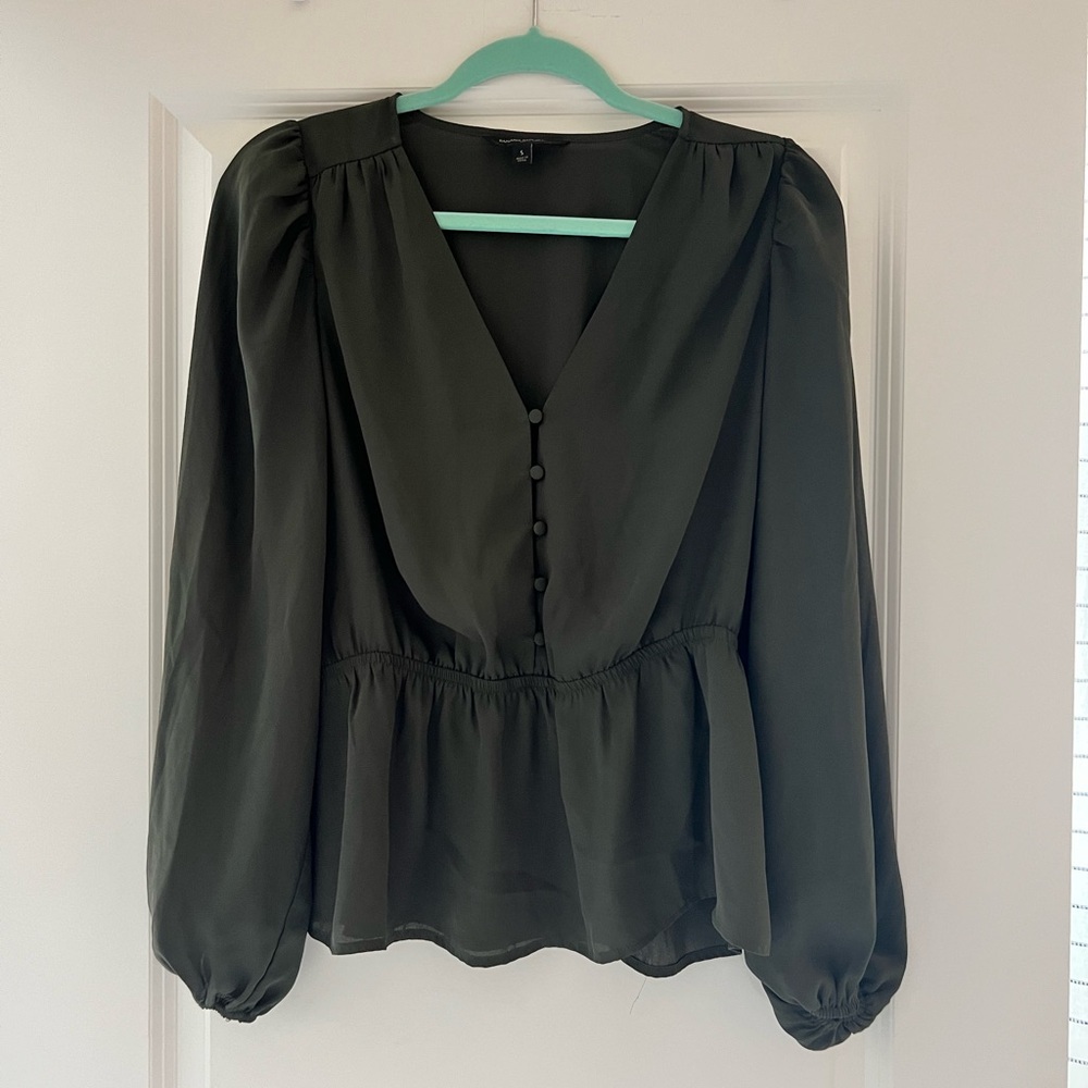 Banana Republic Factory Black Peplum Blouse